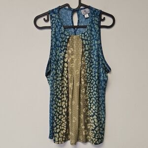 Worthington Petite Disco Snake Top Blue PL